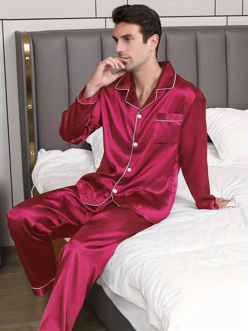 Men's Satin Pajama Set | Comfortable Summer Sleepwear for Men