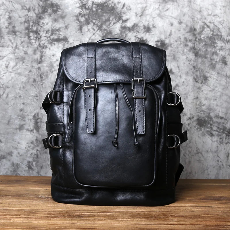 Mochila retro de cuero para hombre | Elegante bolso de viaje y escolar