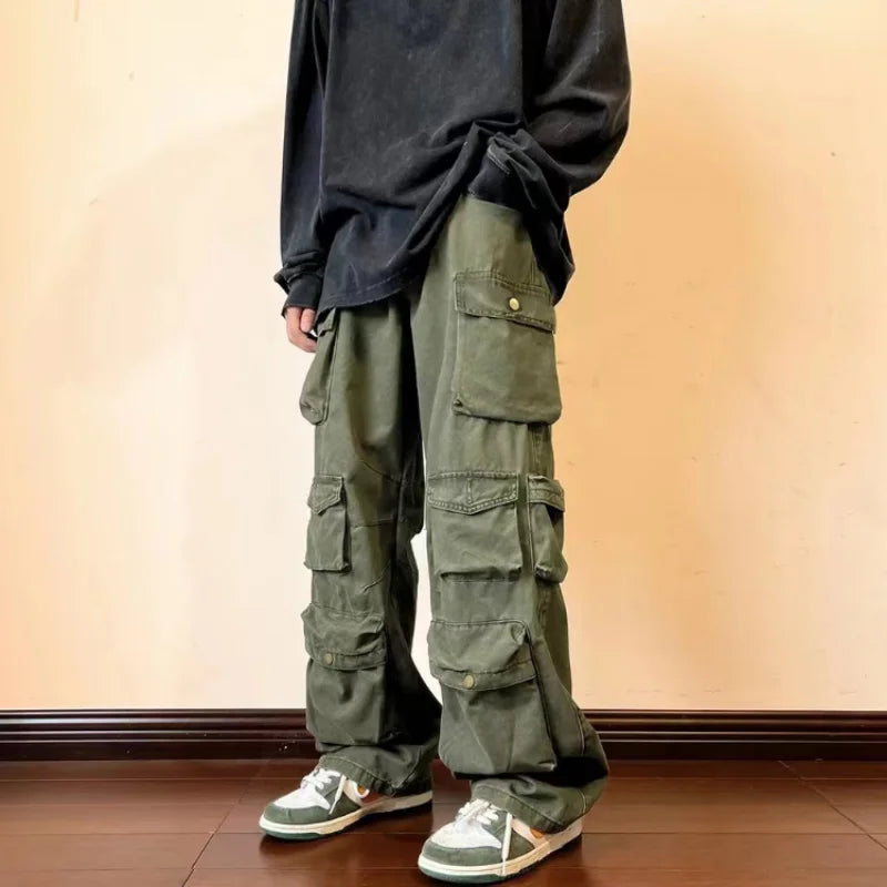 Men's Vintage Loose Wide Leg Cargo Pants | Stylish Streetwear