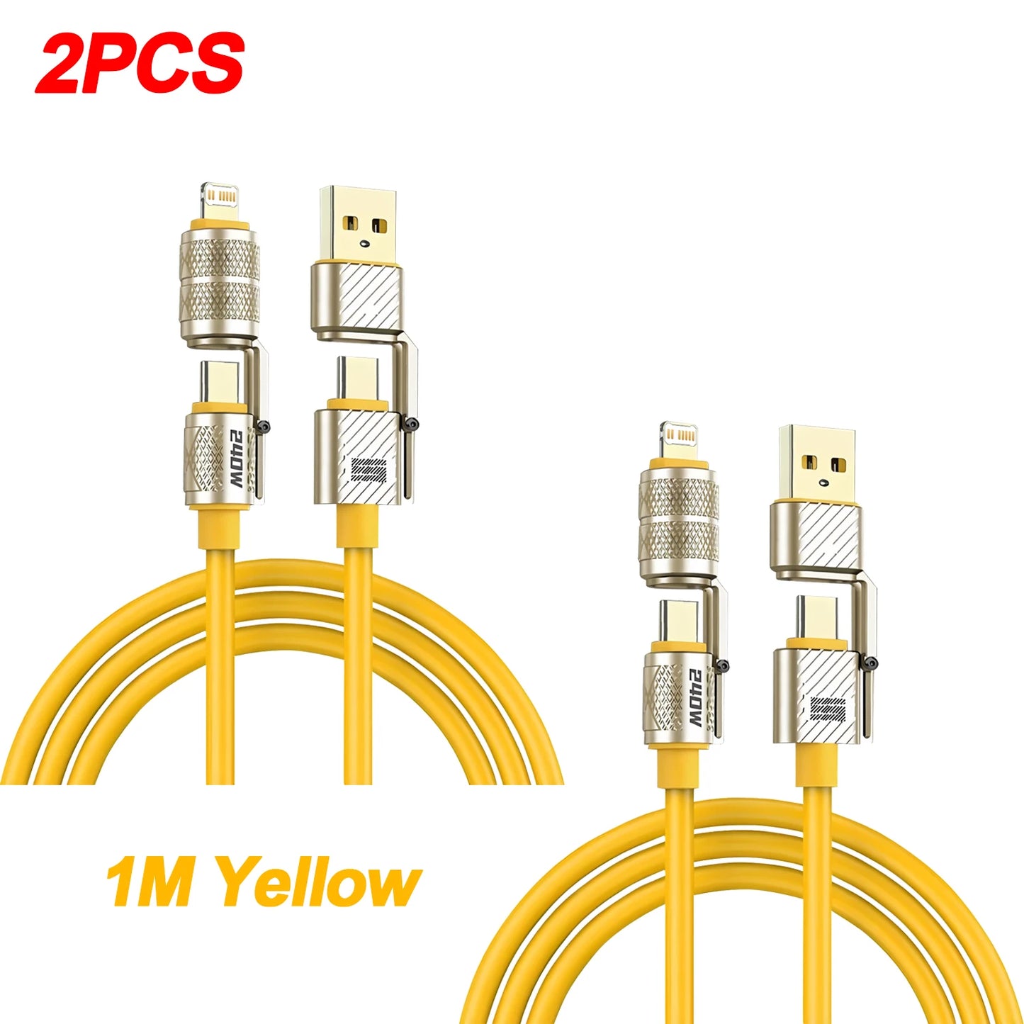 1PC 2PCS 240W USB-C 4IN1 Fast Charger Cable for iPhone Usb Type C Fast charging For iPhone Xiaomi PD 2-in-2 data cable USB Cable