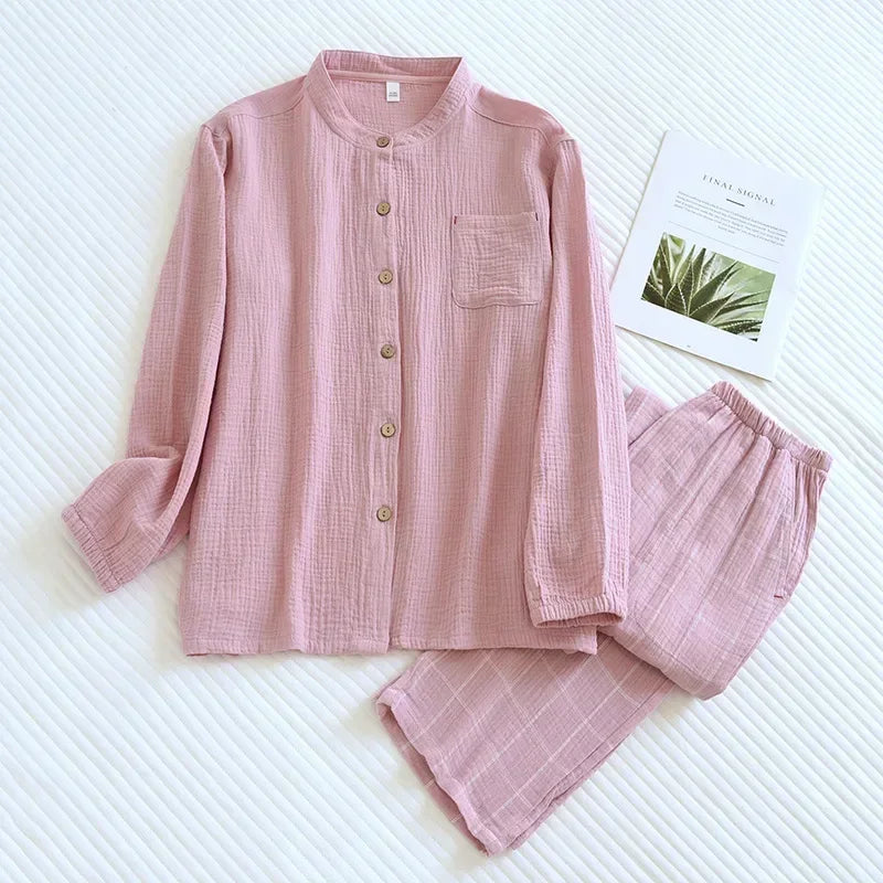 Couple's Japanese Style Cotton Sleepwear Set | Cozy Home Pajamas