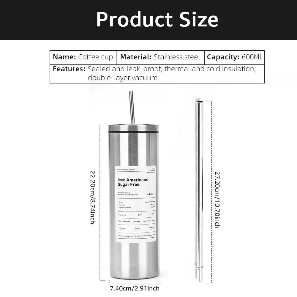 Stainless Steel Double-Layer Coffee Cup | Portable Insulated Mug