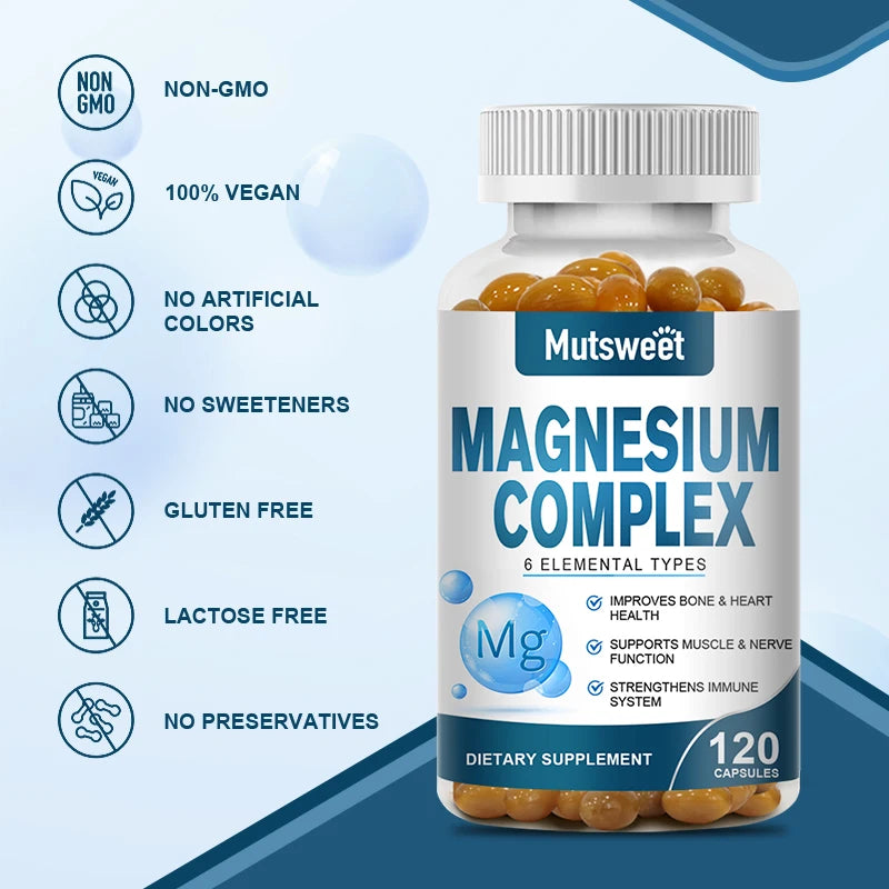 Complex Magnesium Capsule Supplements for Sleep & Muscle Support