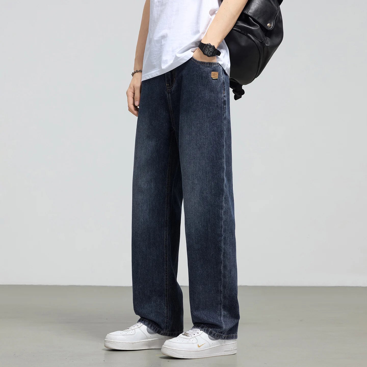 Men's Retro Straight Jeans | Casual Loose Wide Leg Denim Pants