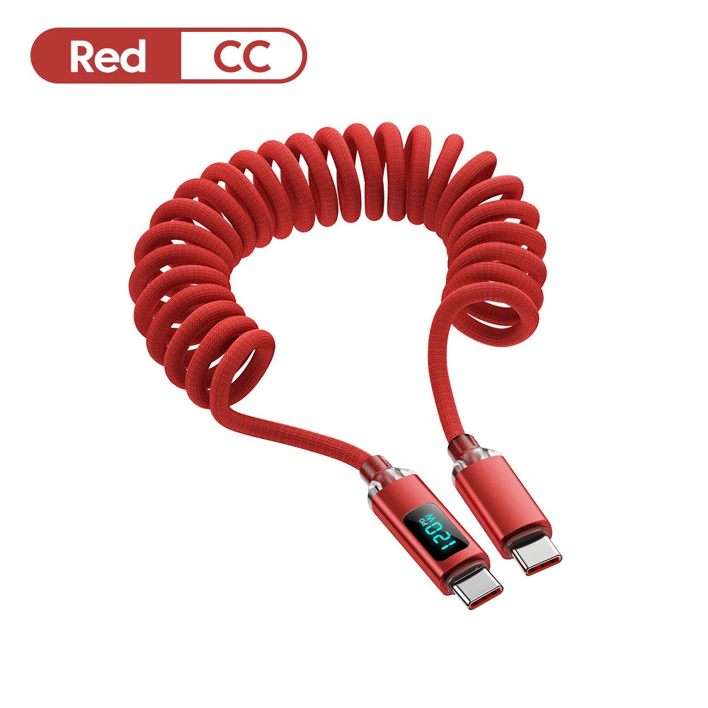 120W Fast Charging Retractable Cable | USB A to Type C Charger