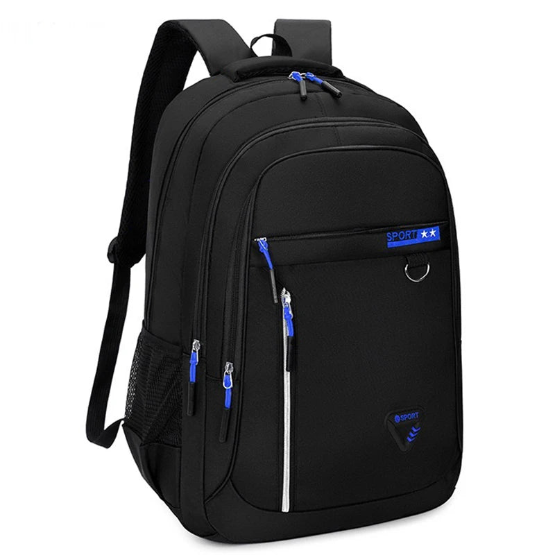 Neutral brand multi-layered backpack for men and women with various pockets,suitable for business trips.Made of nylon material.