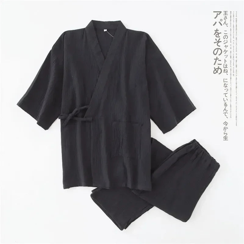 Men's Plus Size Cotton Kimono Pajamas | Stylish Comfort Homewear