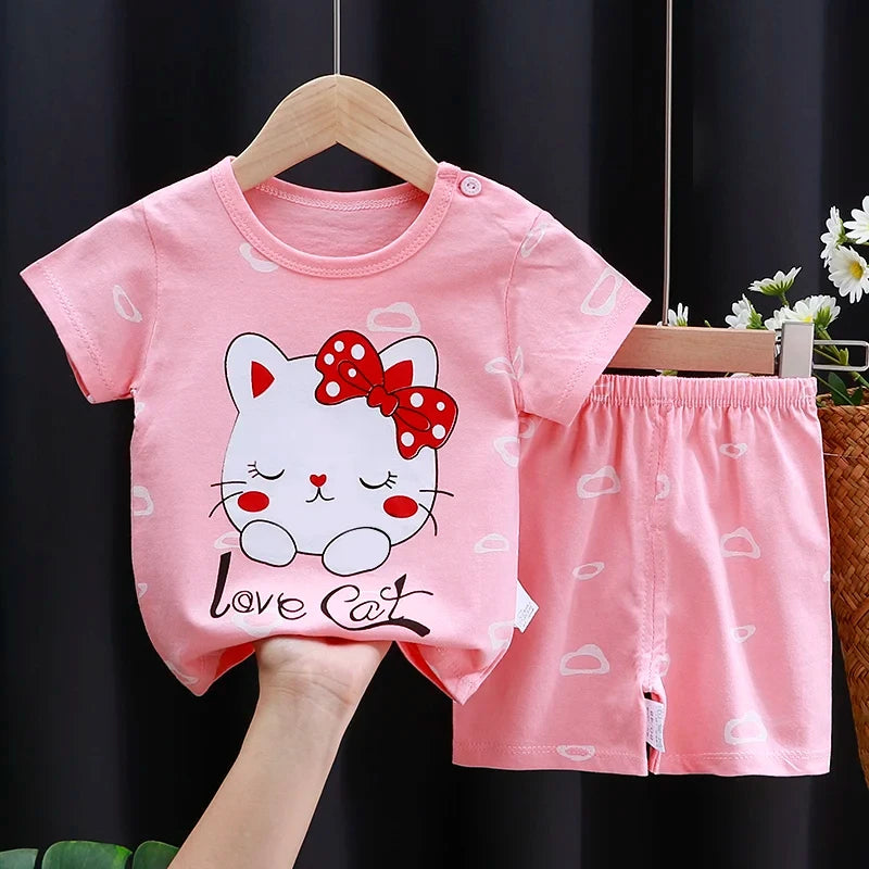 Kids Summer Clothing Set | Adorable Cartoon T-Shirt & Shorts