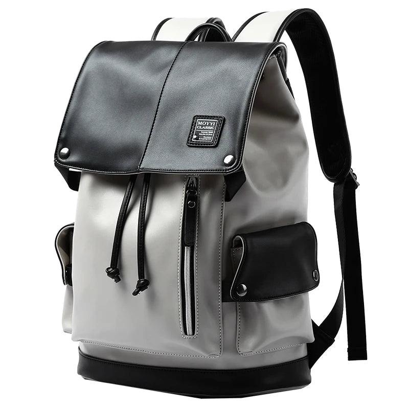 Leather Men Backpack, Vintage 15.6 inch Laptop Daypack, Waterproof Durable Travel Knapsack, College Leather Rucksack