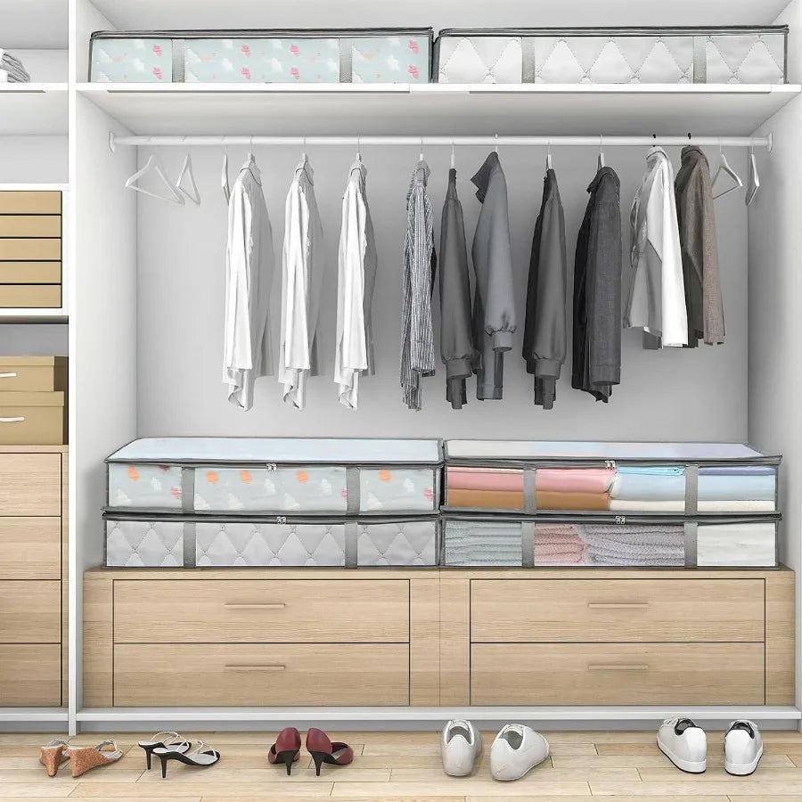 2 Pack Under Bed Storage Containers Bins HumidProof Plastic Underbed Storage Bins Clothes Storage and Organization Bags Under t