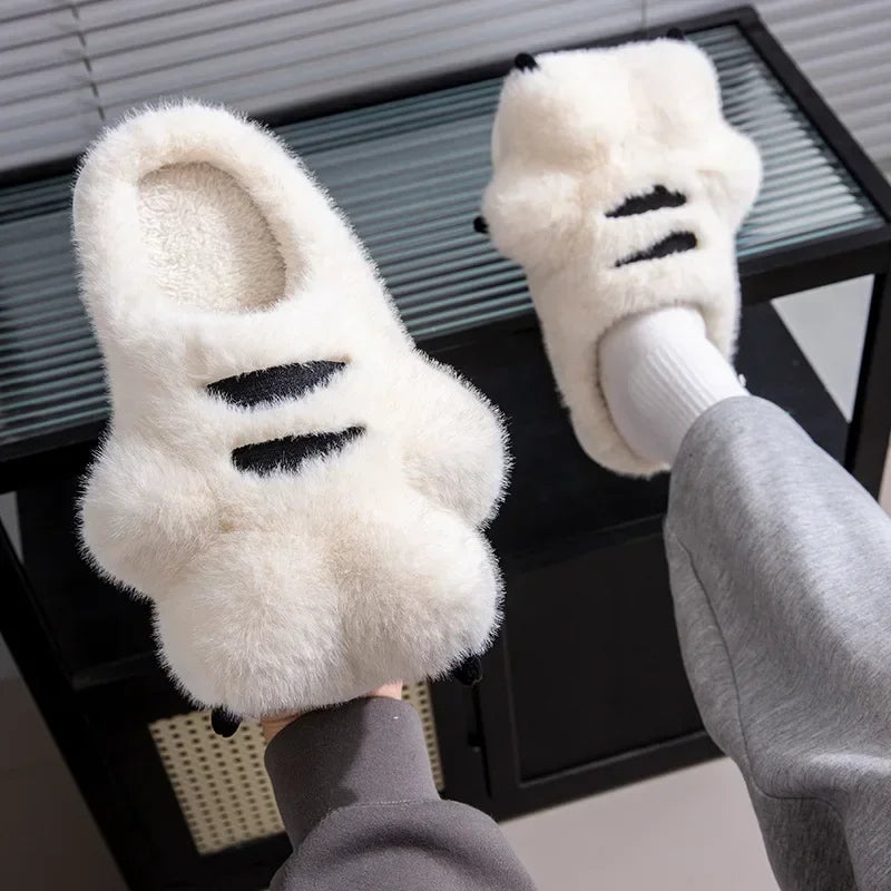 Unisex Cute Big Paw Plush Slippers | Cozy Cartoon House Shoes