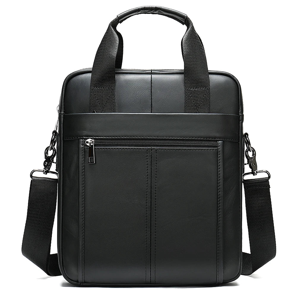 Bolso bandolera de cuero genuino para hombre | Elegante maletín para portátil