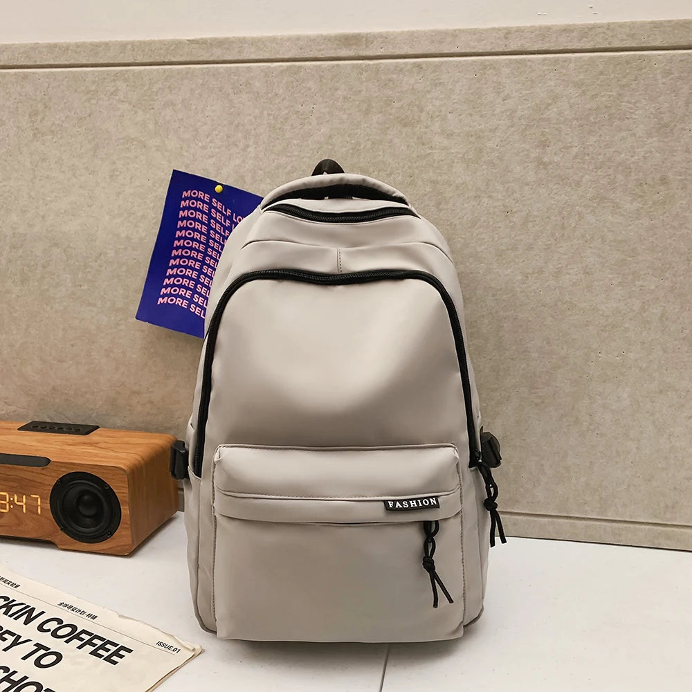Large Capacity Solid Color Backpack for School & Travel