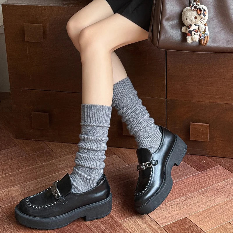 Stylish Women's Knitted Knee Length Socks | Cozy Autumn Winter Socks