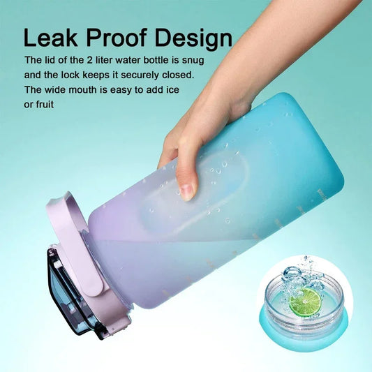 2 Liter Large Sports Water Bottle | Leak Proof & Portable
