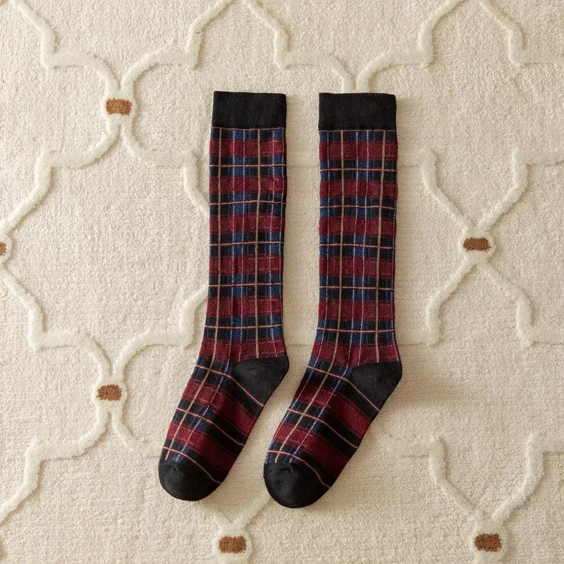 Plaid Knee Socks for Women | Retro School Style Stockings 2026