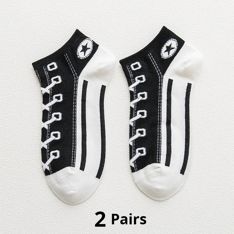 Cute Harajuku Style Funny Shoe Print Socks for Women | 2026