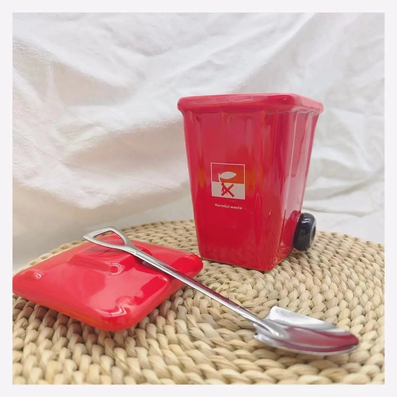 Funny Ceramic Trash Can Mug | Trendy Office Coffee Cup