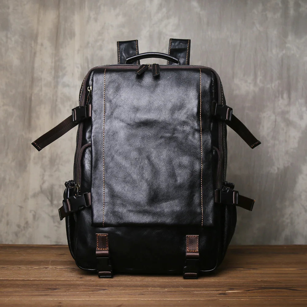 Retro Men's Leather Backpack | Spacious Vintage Computer Bag
