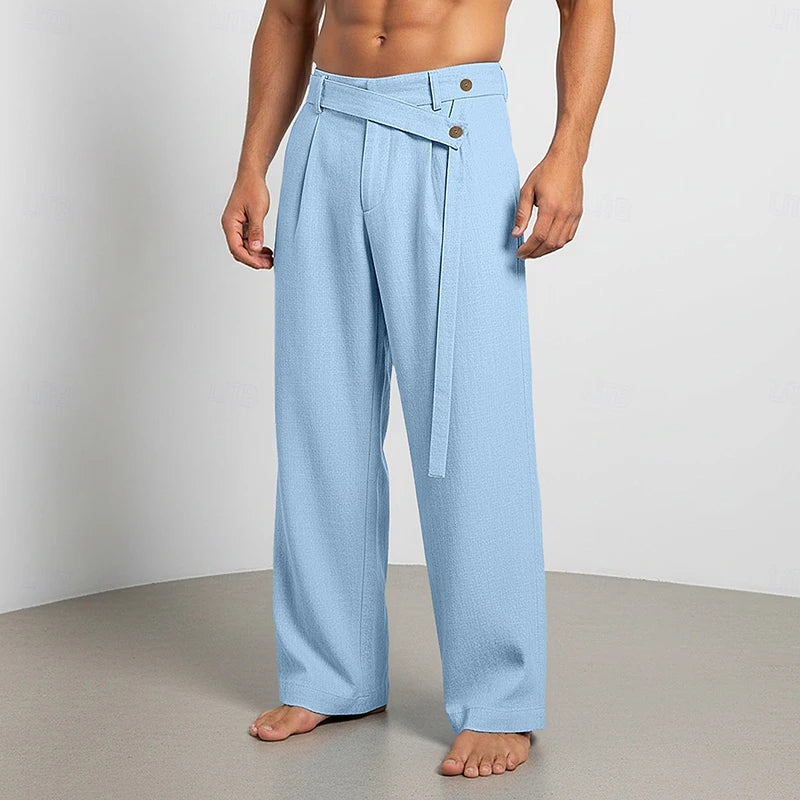 Casual Men's Linen Trousers | Stylish High Waist Loose Pants