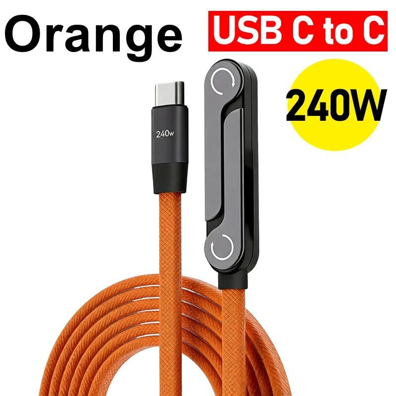 240W Quick Charge Type-C Elbow Cables with Invisible Kickstand