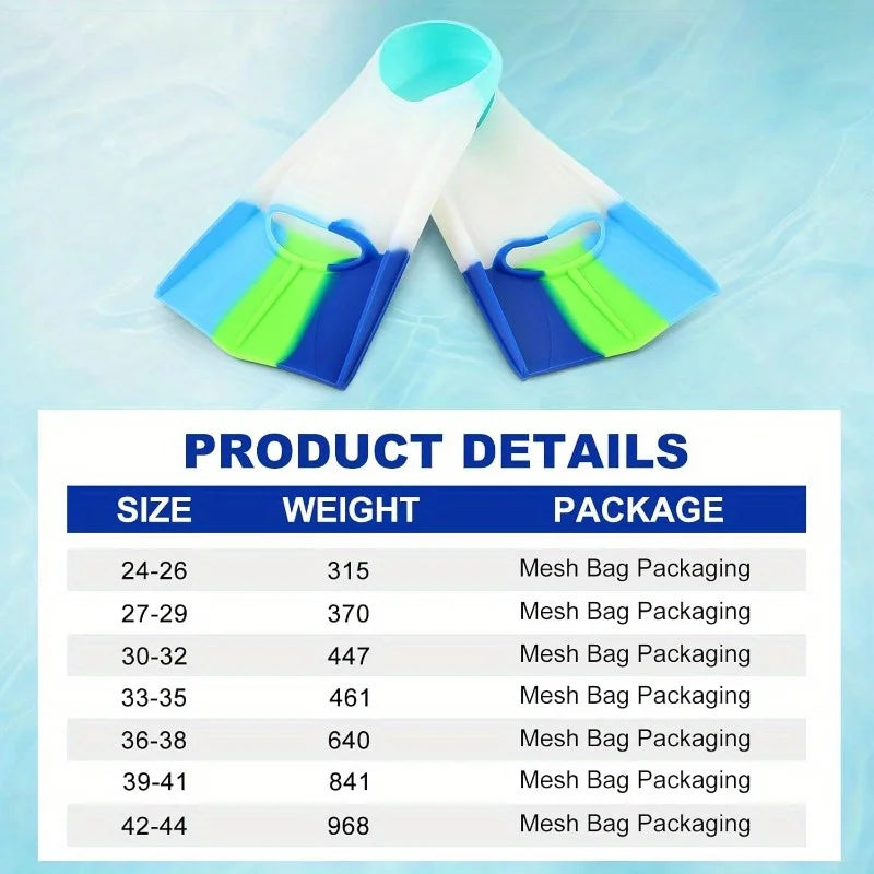 Silicone Swim Fins for Kids & Adults | Quick Dry Pool Training Gear
