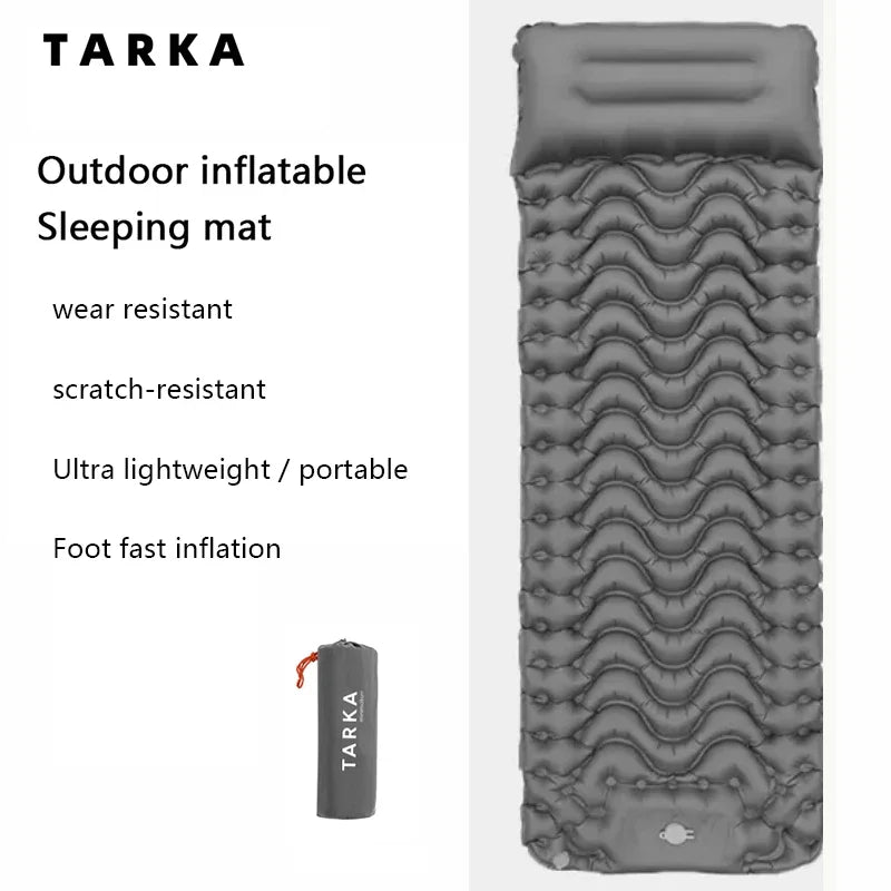 Colchón de camping inflable | Bomba de pie integrada y a prueba de humedad
