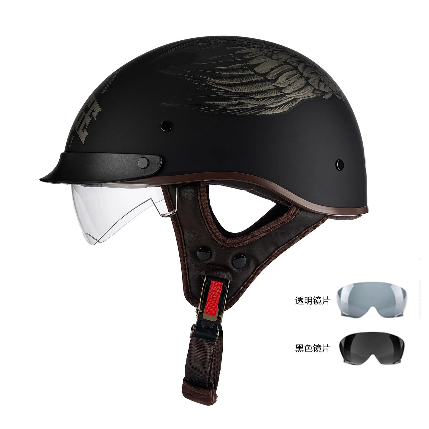 Casco de motocicleta retro clásico de media cara para pilotos