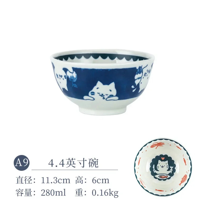 Cat Ceramic Tableware Japanese Style Cute Ceramic Plate Dessert Plate Cake Plate Kitchen Accessories Dinner Plates
