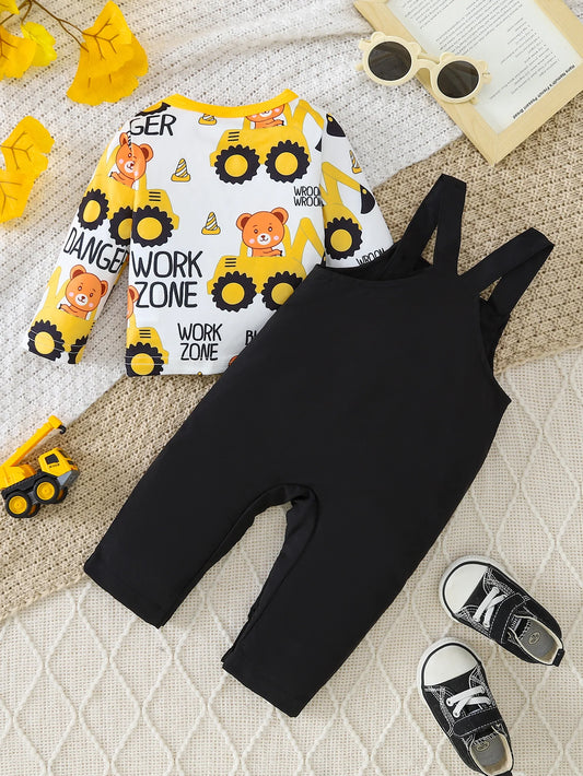 Adorable Cartoon Bear Construction Vehicle Set for Baby Boys