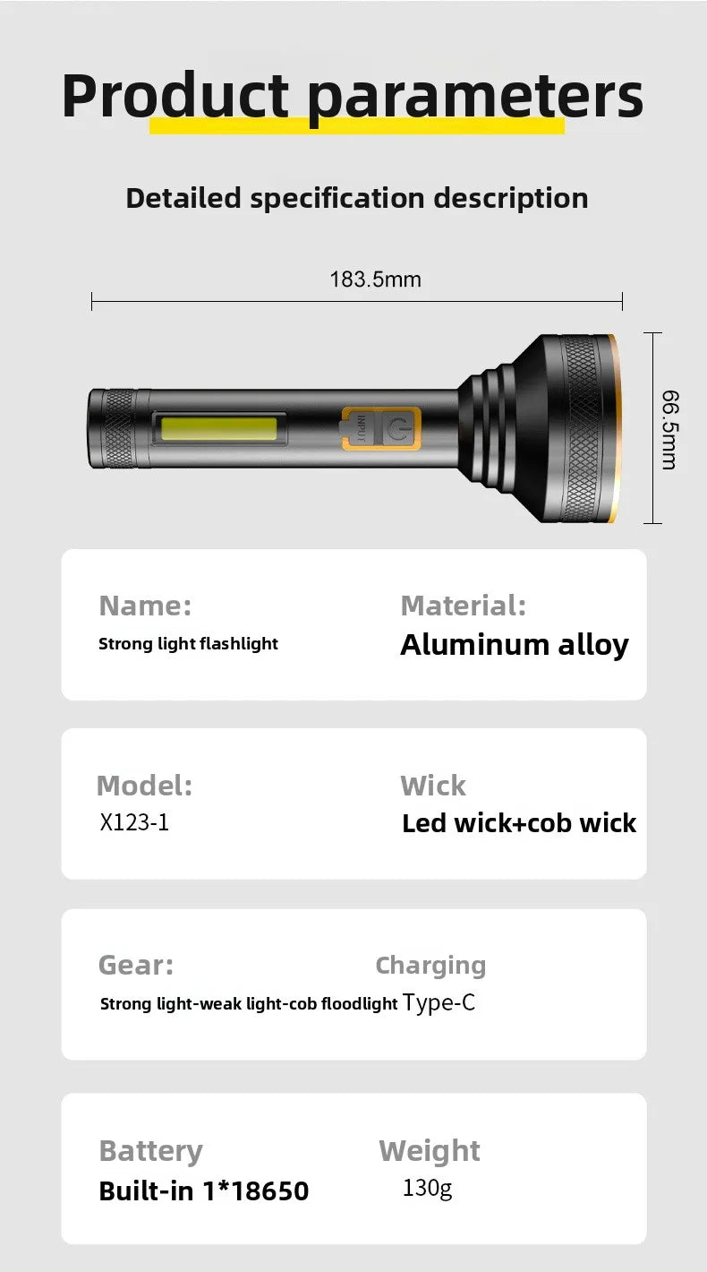 Compact USB Rechargeable Aluminum LED Flashlight for Emergencies