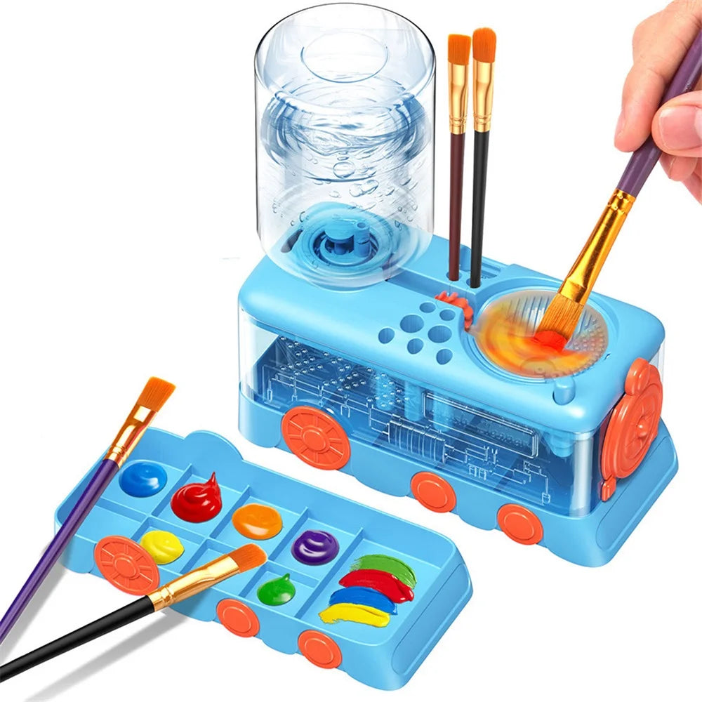 4-in-1 Paint Brush Cleaner Tool & Tray | Essential Painting Supplies