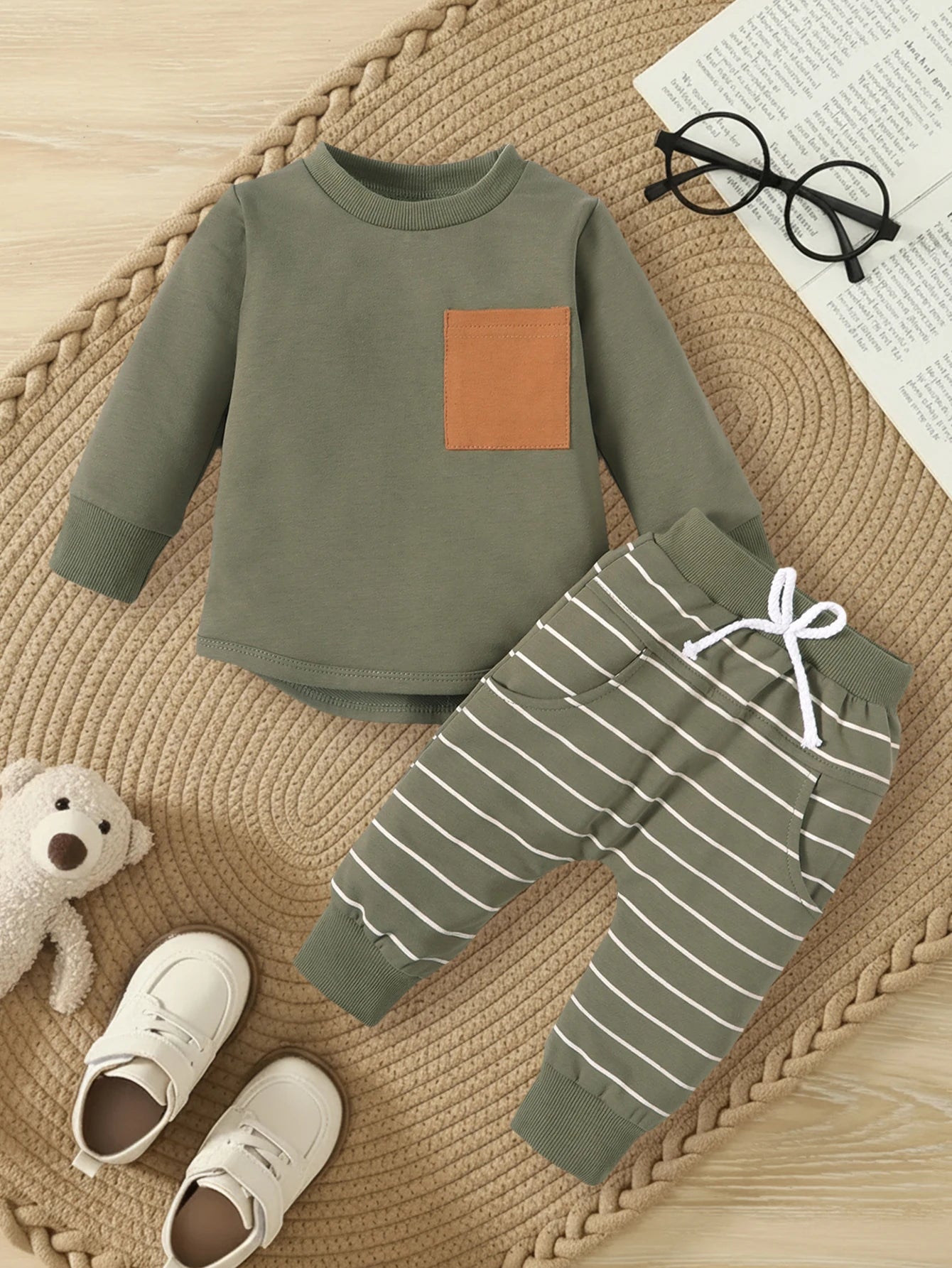 2-Piece Baby Boy Camouflage Set | Comfy Hoodie & Striped Pants