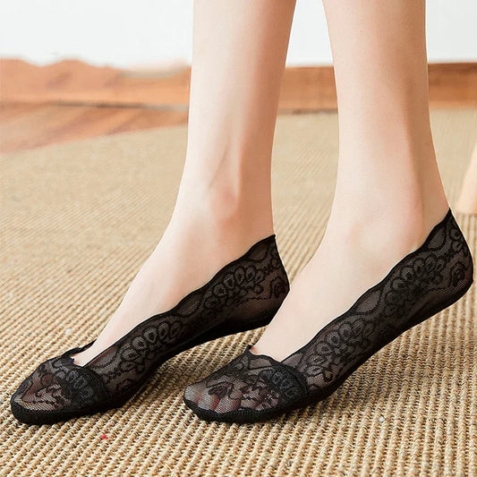 Women's Lace Invisible Summer Socks | No-Show Ankle Set