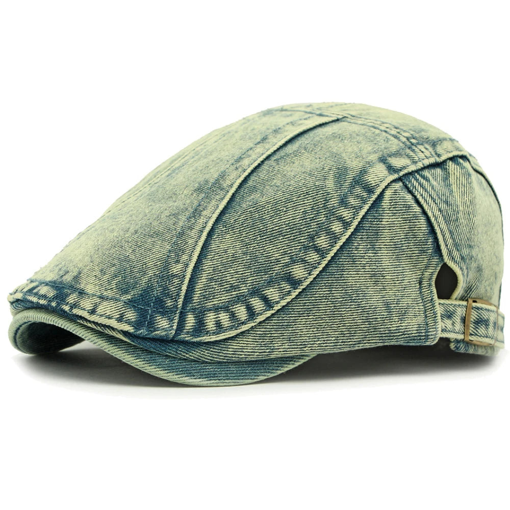 Unisex Adjustable Denim Beret Hat | Stylish Artist Cap