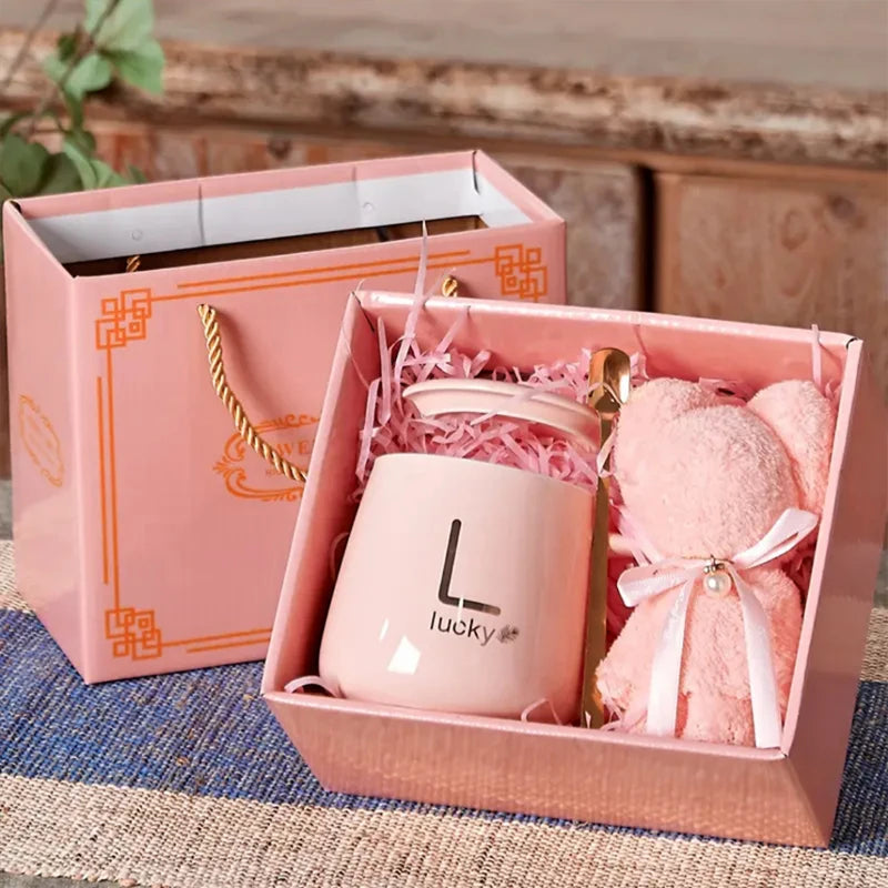 ♥400ml Ceramic Mug Gift Set – Handheld Coffee/Tea Cup With Handle & Spoon In Gift Box