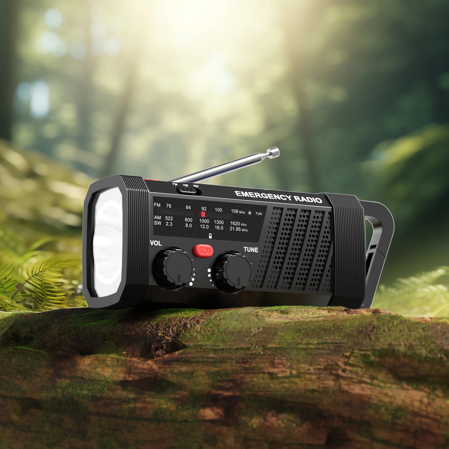 Emergency Radio with SOS Alarm & Flashlight for Survival
