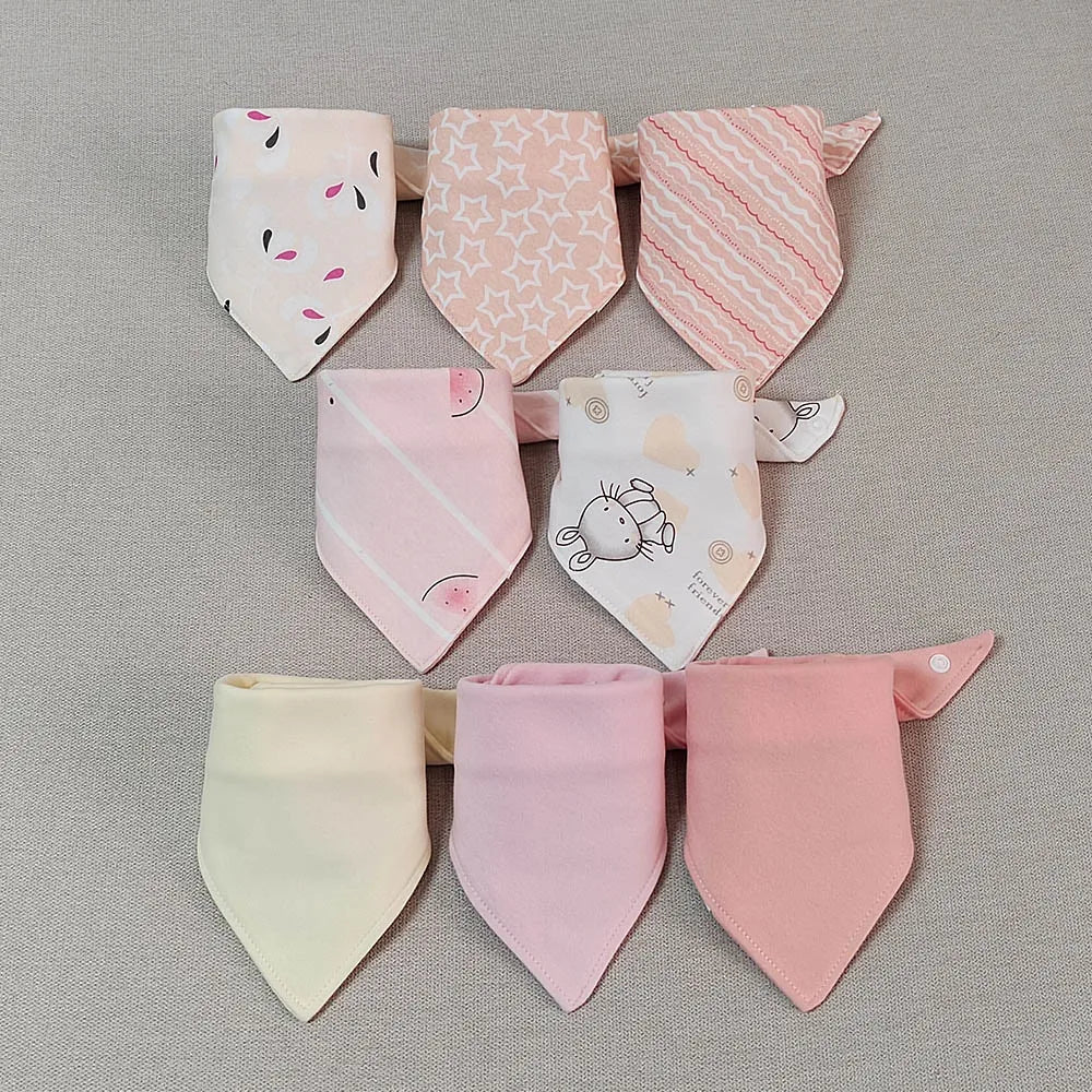 8-Pack Baby Bibs | Soft Cotton Triangle Burp Cloths for Infants