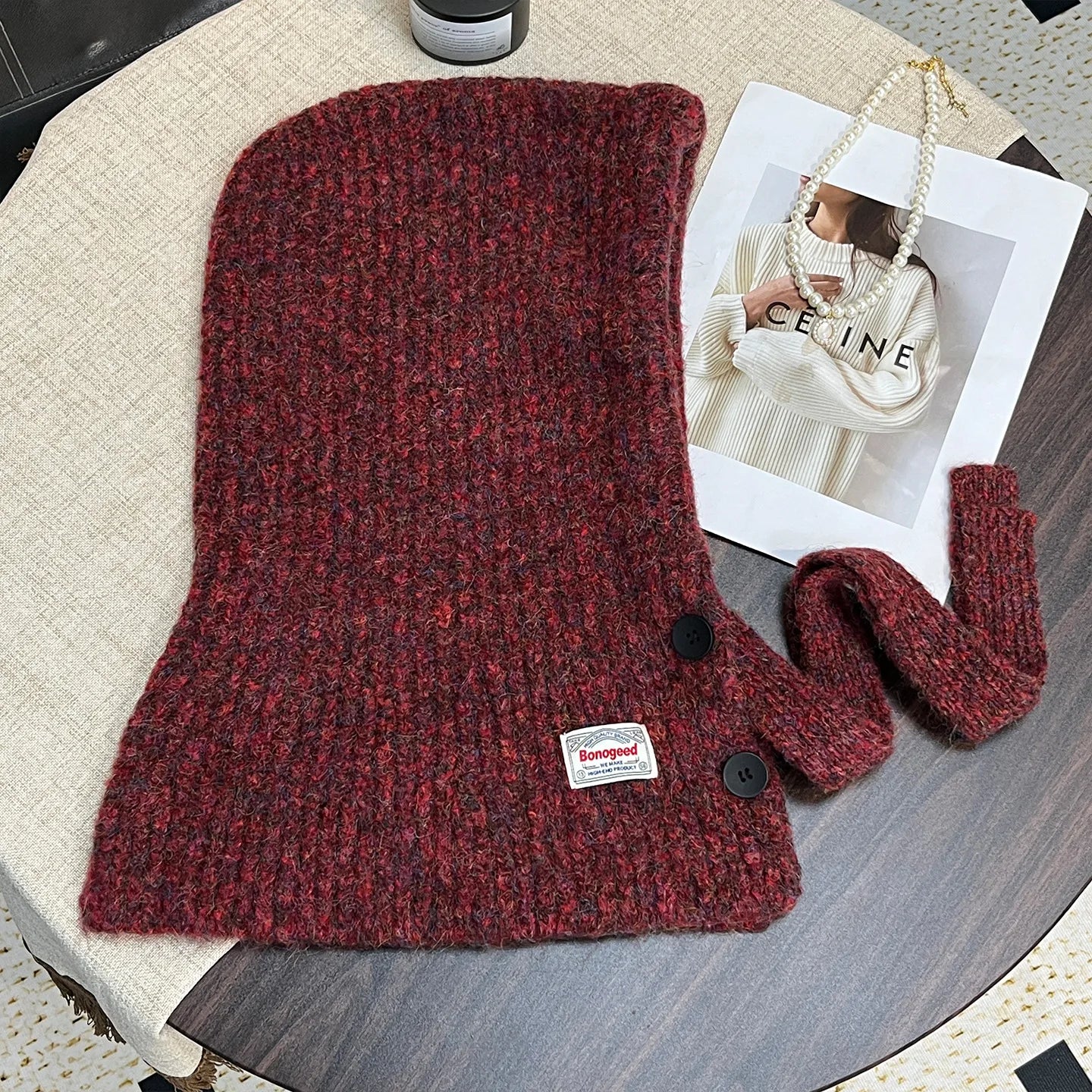 Women's Grey Knitted Balaclava Hat & Scarf Set | Warm Wool Blend Winter Collection 2026