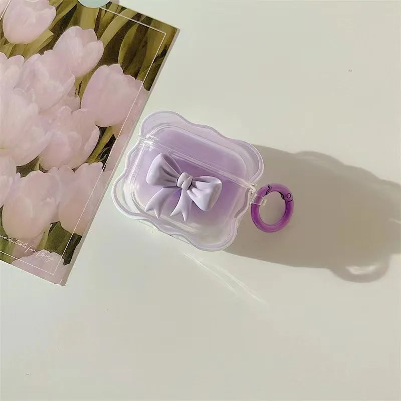Cute Wave Case for AirPods | 3D Pink Bow Soft TPU Cover