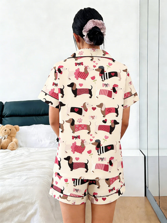 Women's Dachshund Print Pajama Set | Comfortable Loungewear