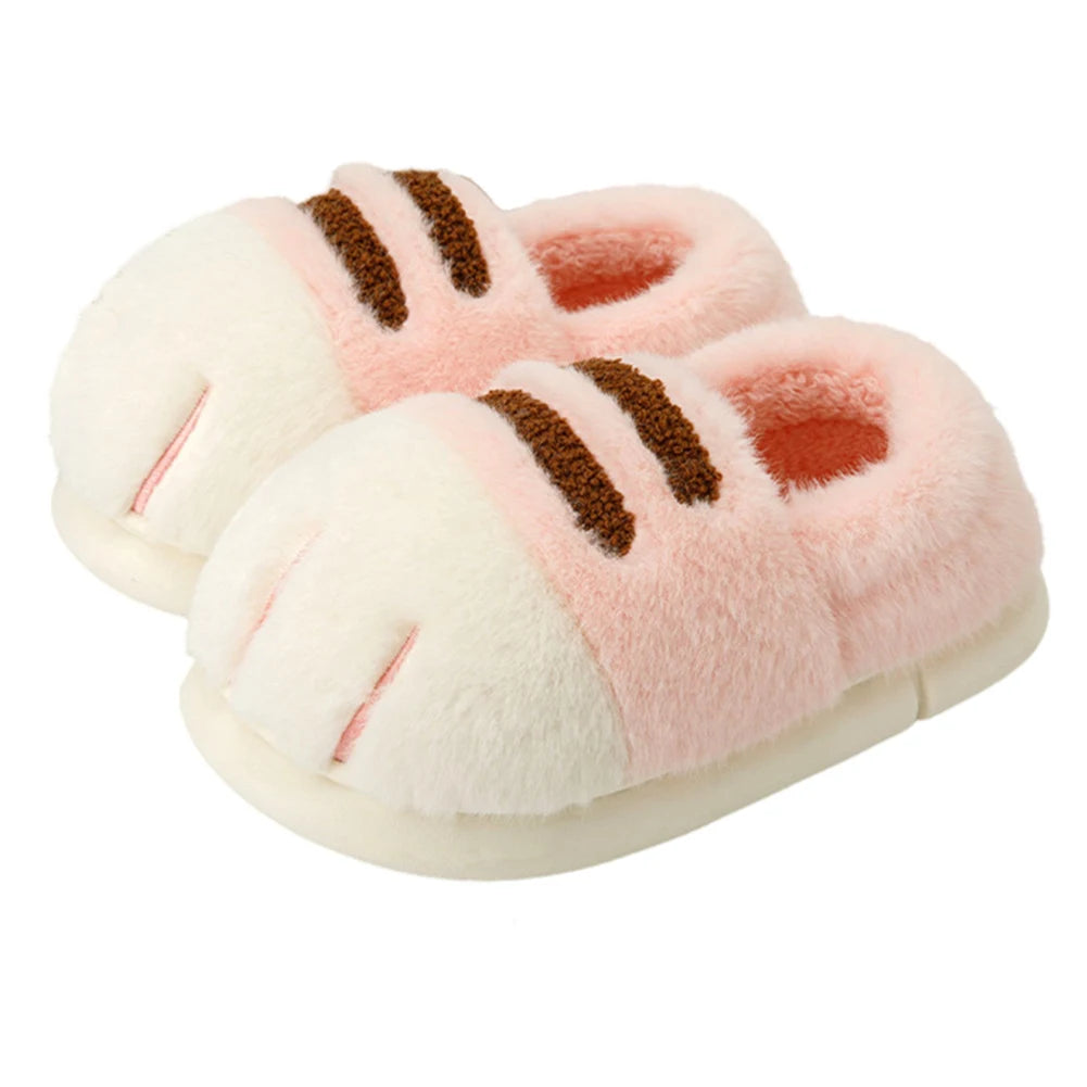 Unisex 3D Cat Paw Plush Slippers | Fluffy Winter Indoor Shoes