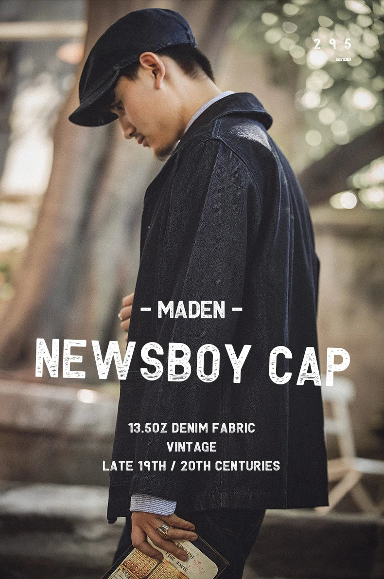 Oversized Men's Denim Newsboy Cap | Vintage Flat Cap for All Seasons