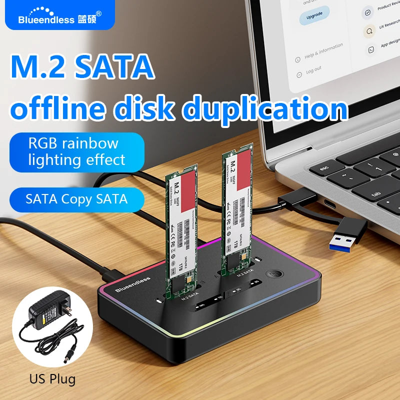 Dual M.2 SATA SSD Docking Station for Offline Cloning