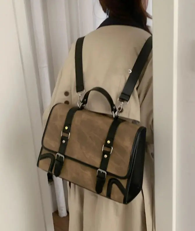 Chic Women's Preppy Backpack | Trendy Leather Handle Schoolbag