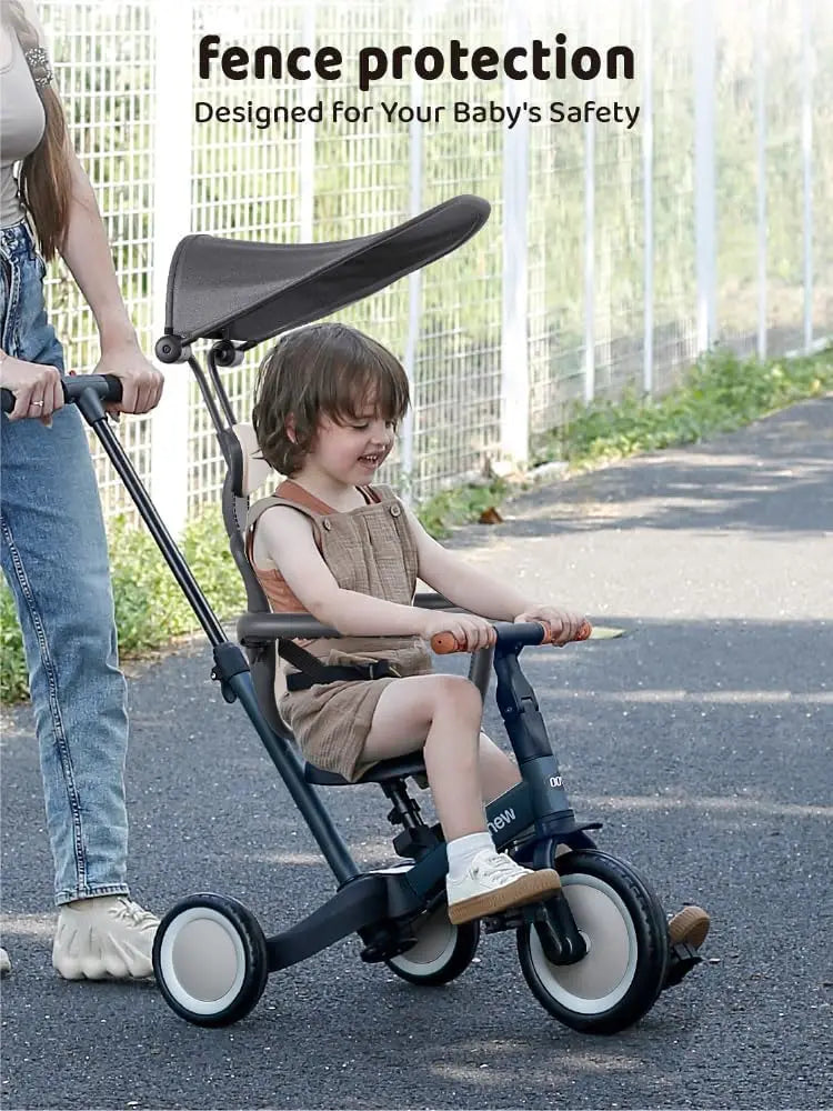 6-in-1 Adjustable Toddler Tricycle with Canopy & Push Handle