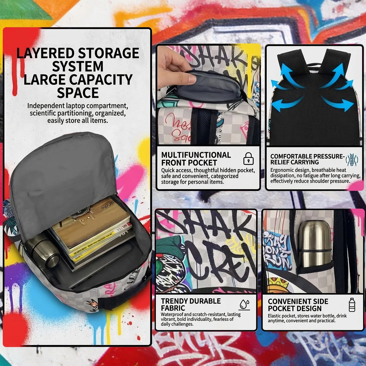 Trendy Hip-Hop Street-Style Backpack | Lightweight Travel Bag