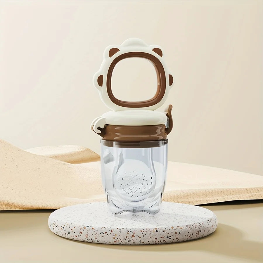 New Mould Fruit & Vegetable Feeder with Silicone Mesh, Cartoon Lion Food Feeder, Juice Feeding Teething Utensils