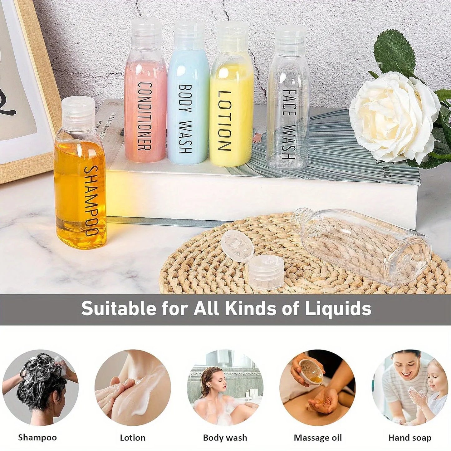 6pcs TSA-Approved Leakproof Travel Bottles for Essential Liquids