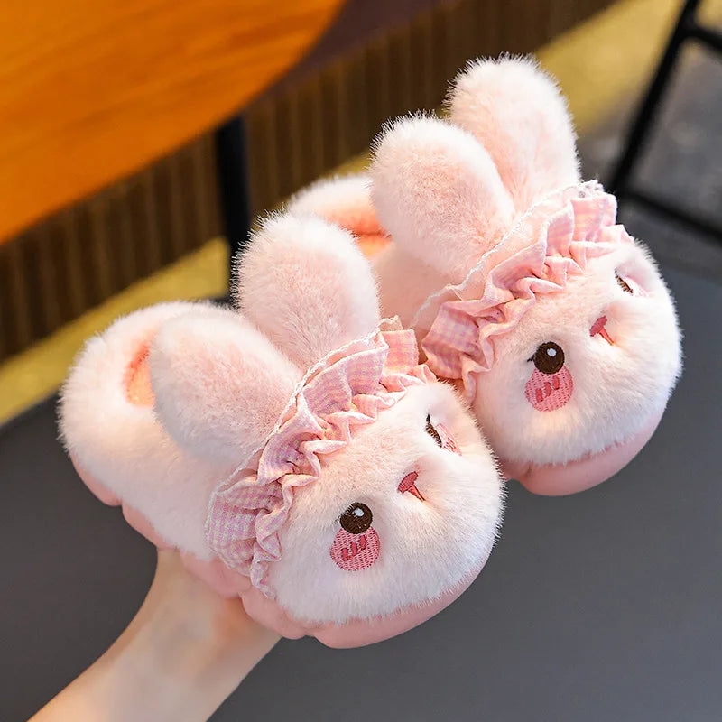 Cute Rabbit Plush Cotton Slippers for Kids | Soft Warm Indoor Shoes